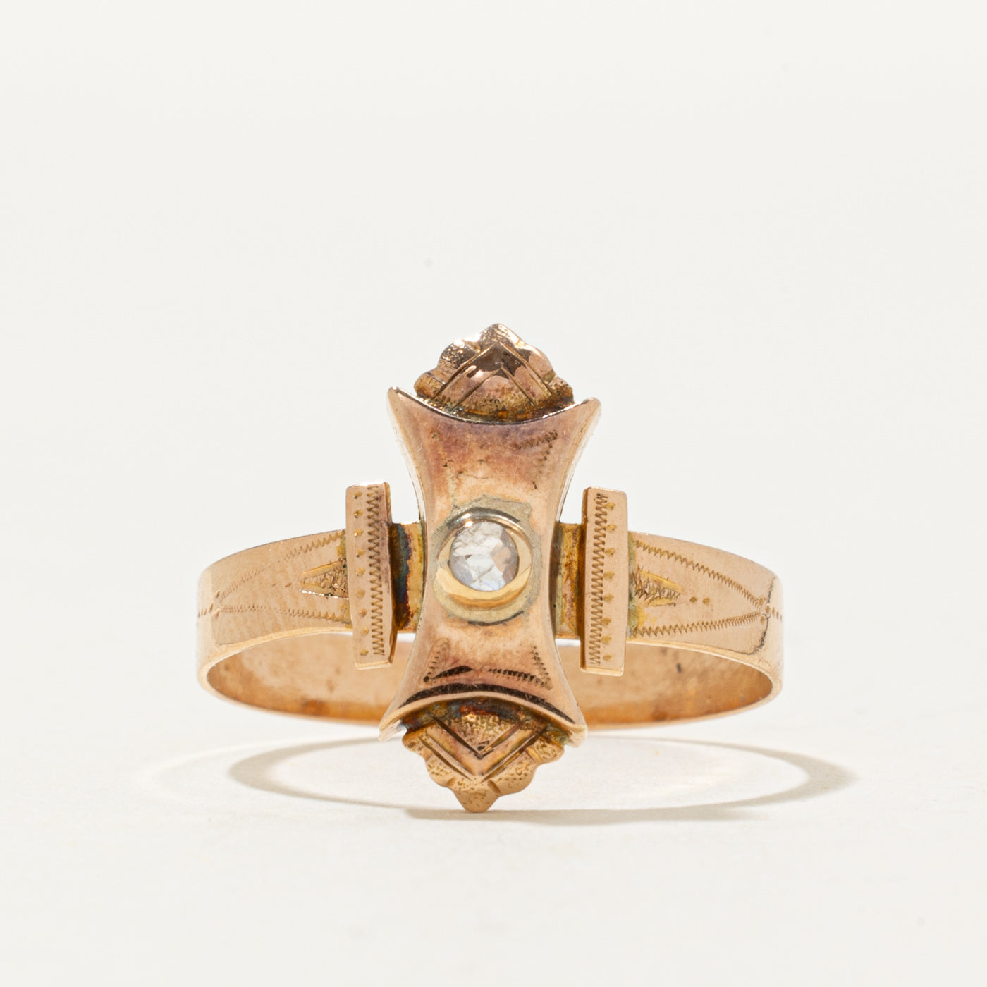 18k Rose Cut Diamond Lantern Ring | 0.02ct | SZ 8