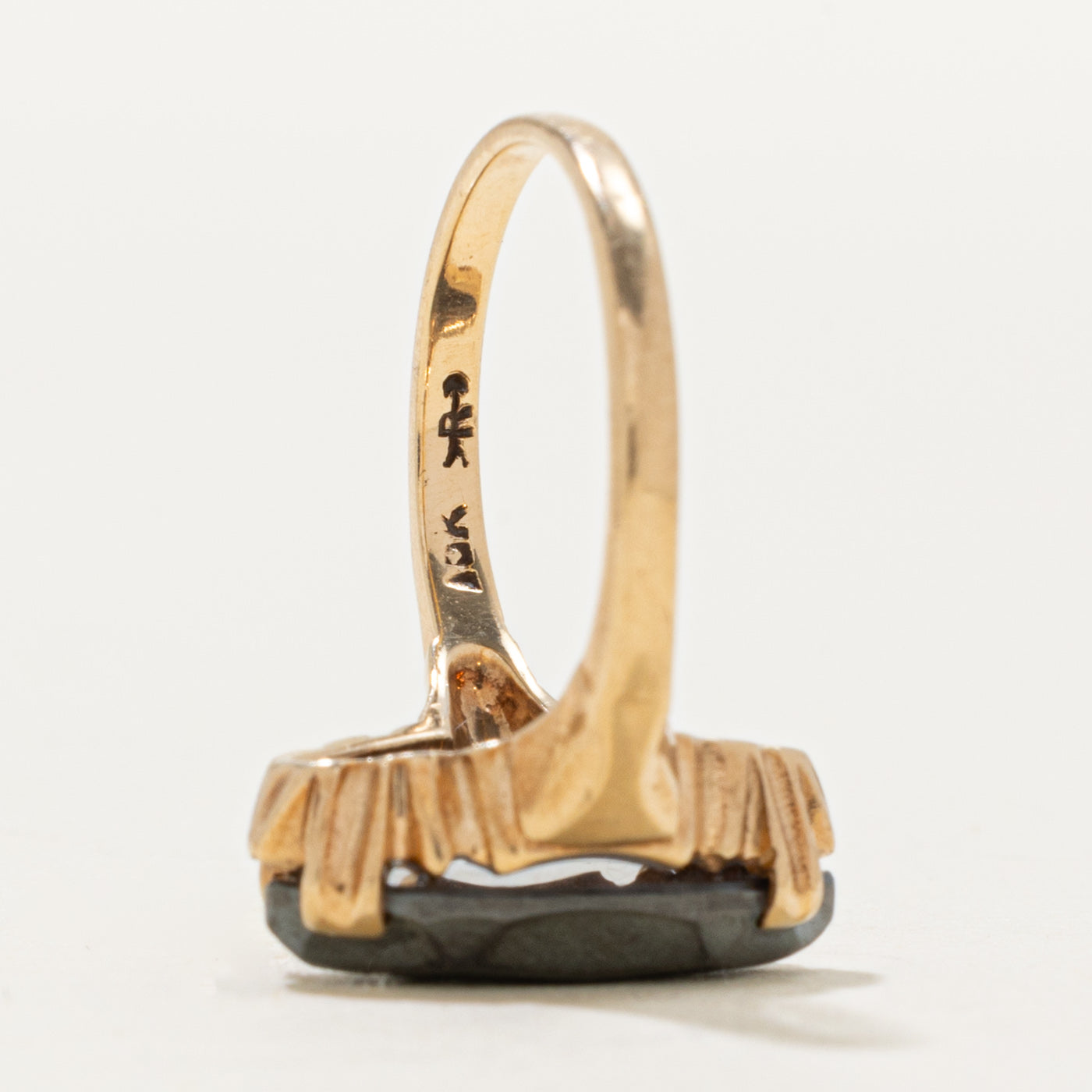 10k Solitaire Marquise Cut Hematite Ring | 3.00ct | SZ 4.75