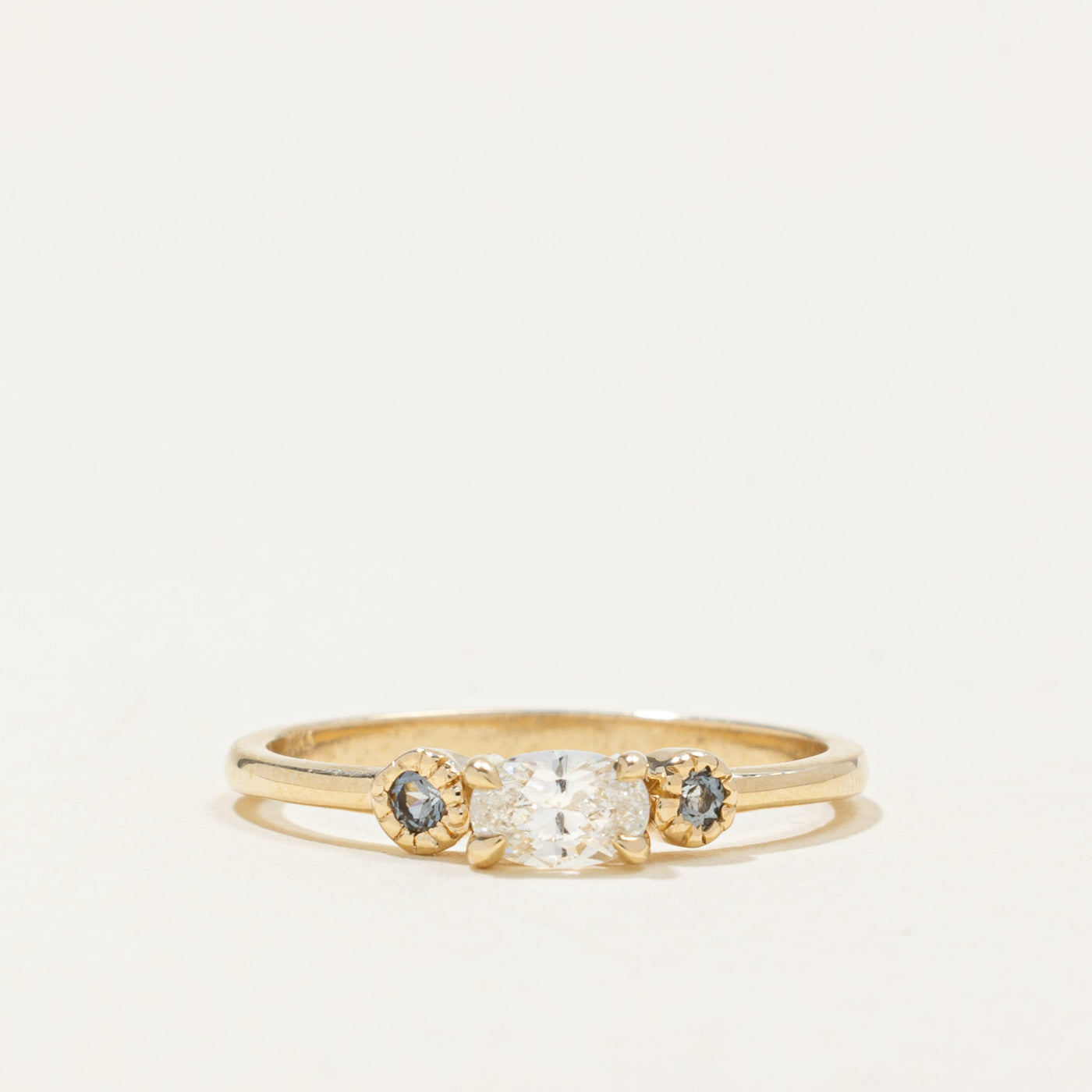 '100 Ways' 10k Oval Diamond and Grey Spinel Ring | 0.31ct, 0.06ctw | SZ 7