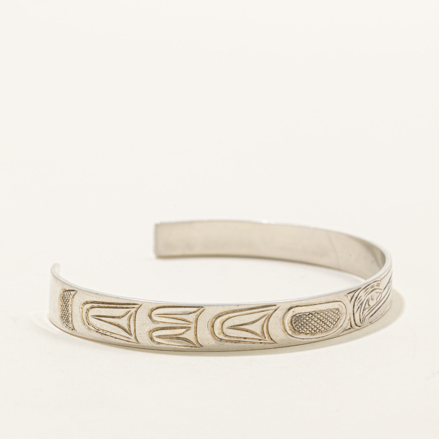 Sterling Silver Indigenous Carved Hummingbird Cuff | 5.5"