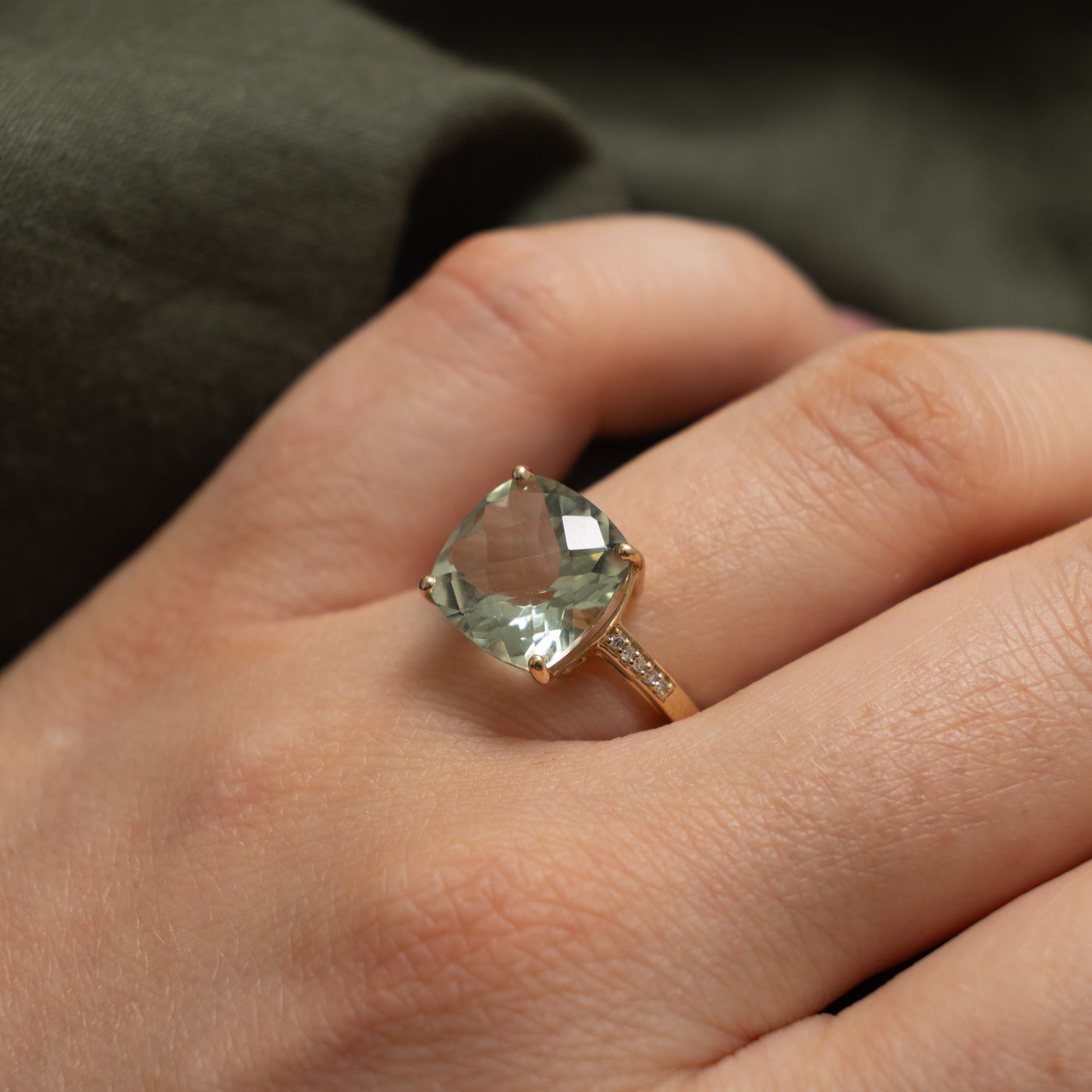 ‘Effy’ 14k Prasiolite & Diamond Ring | 4.00ct, 0.02ctw | SZ 7.25