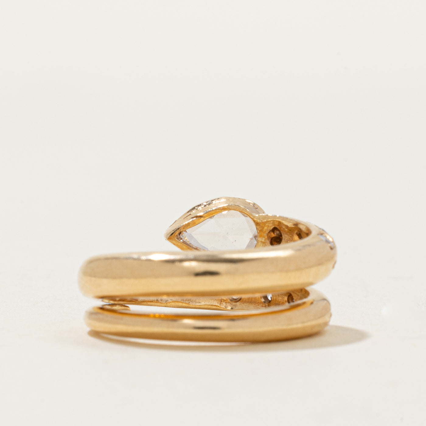 Antique Pear Cut Diamond Snake Ring | 0.8ct SI1 G/H, 0.36ctw | SZ 7.25