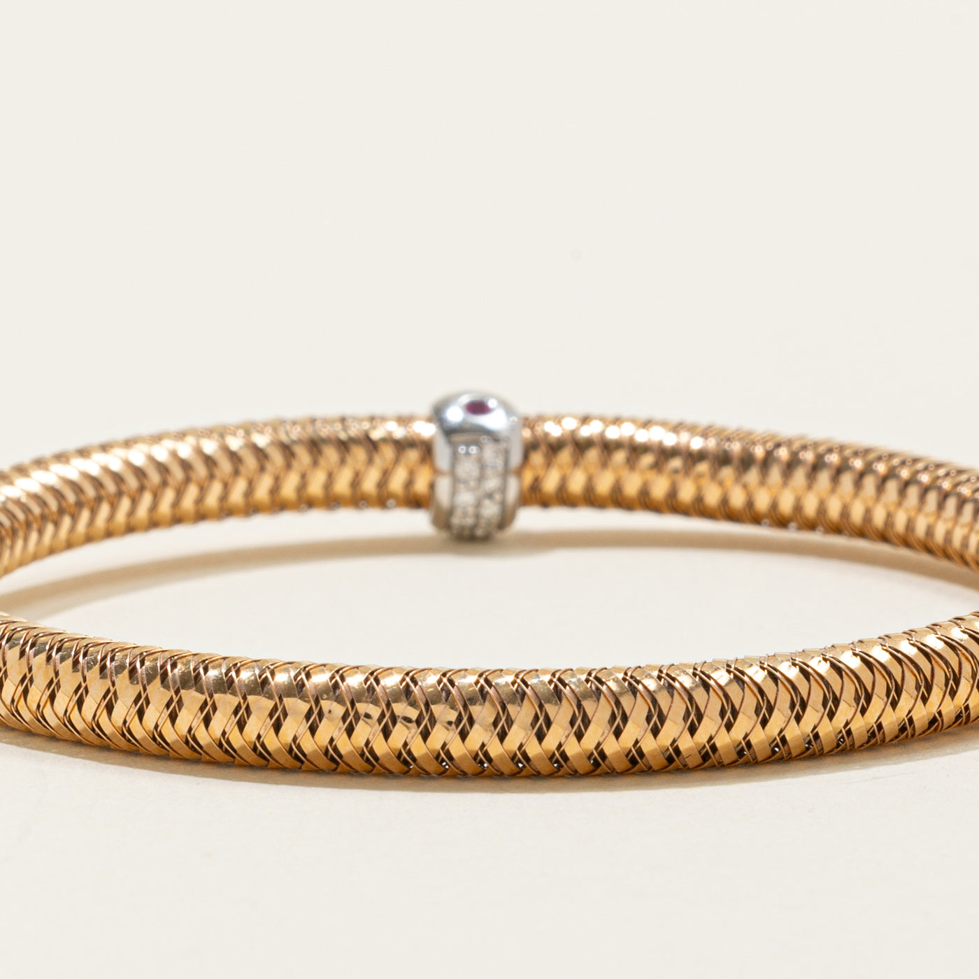 'Roberto Coin' 18k Primavera Ruby & Diamond Station Flexible Bracelet | 0.33ctw, 0.02ct | 6.5"