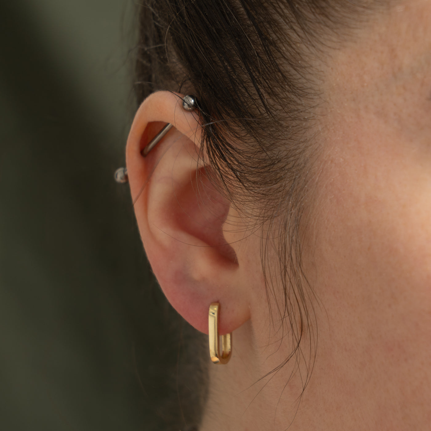 '100 Ways' 10k Yellow Gold Rectangular Hoops