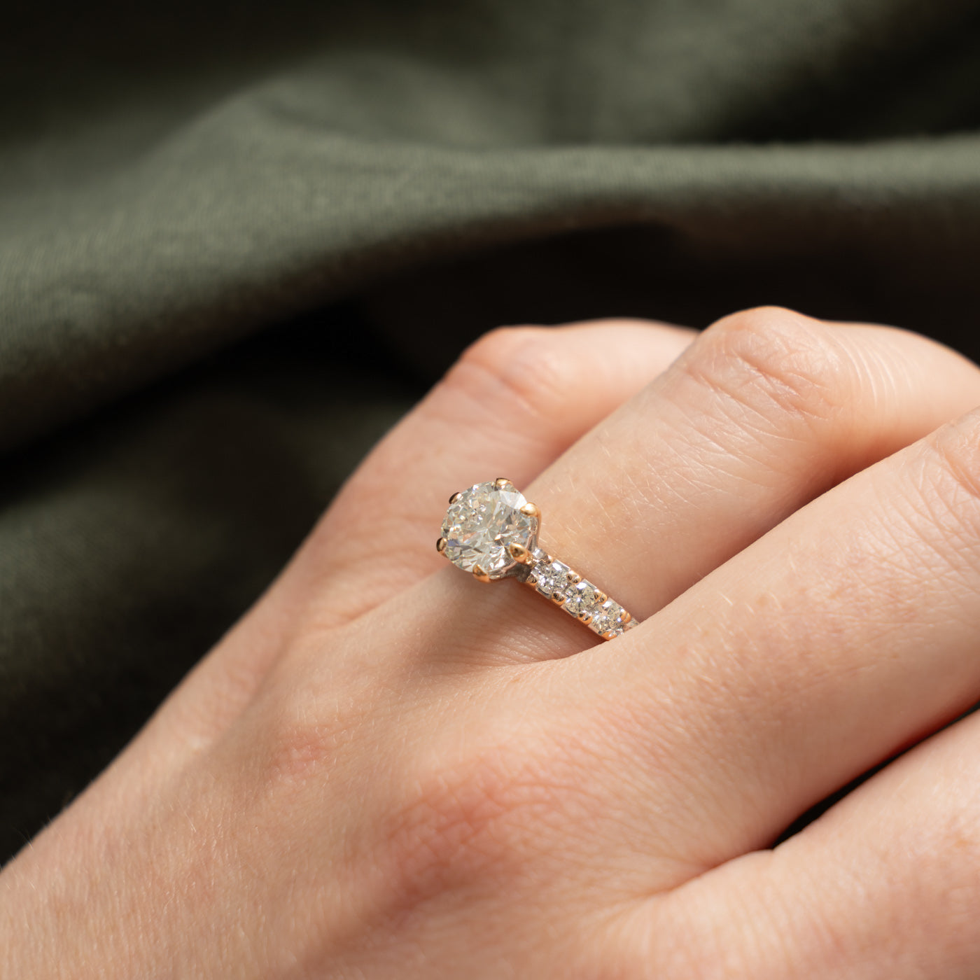 IGI Diamond Accented Engagement Ring | IGI 1.53ct VS2 H Ex, 0.40ctw | SZ 7