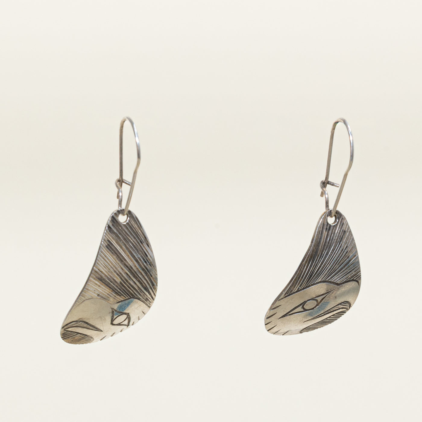 Sterling Silver Indigenous Carved Eagle Earrings