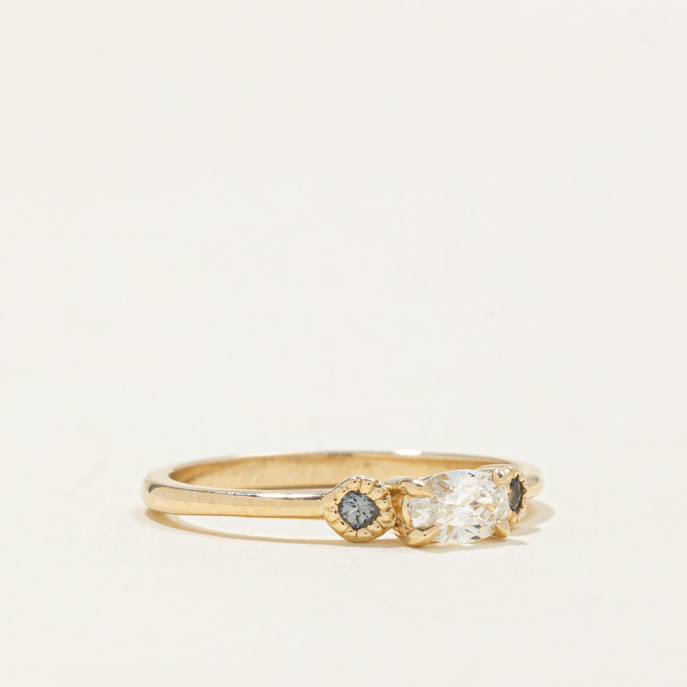 '100 Ways' 10k Oval Diamond and Grey Spinel Ring | 0.31ct, 0.06ctw | SZ 7