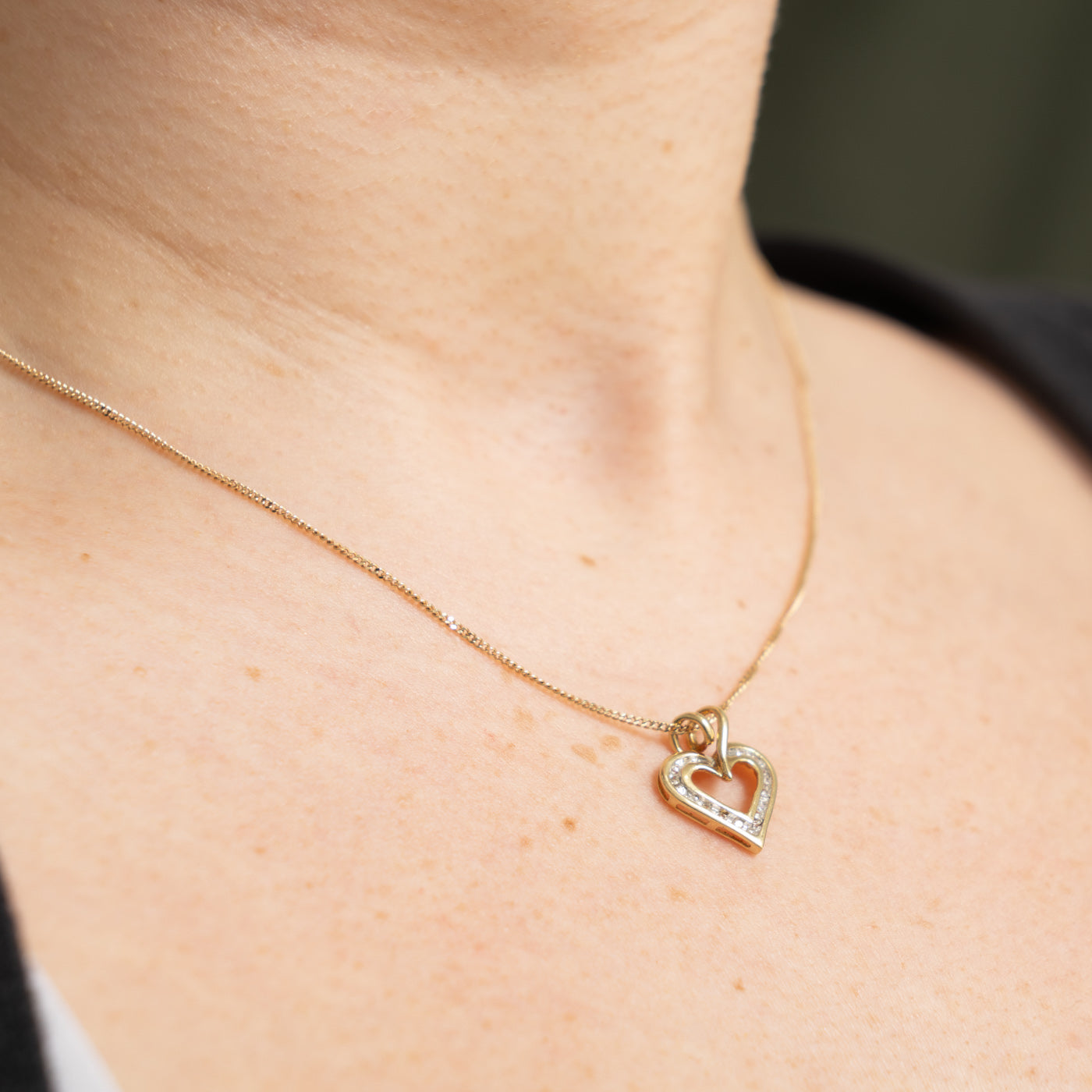 10k Channel Set Diamond Heart Pendant | 0.06ctw