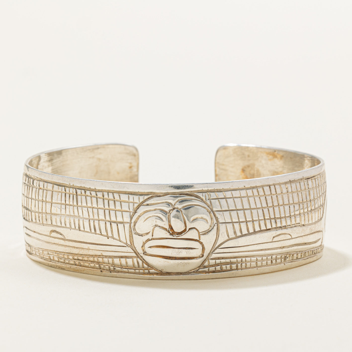 Sterling Silver Indigenous Carved Hummingbird Cuff | 6"