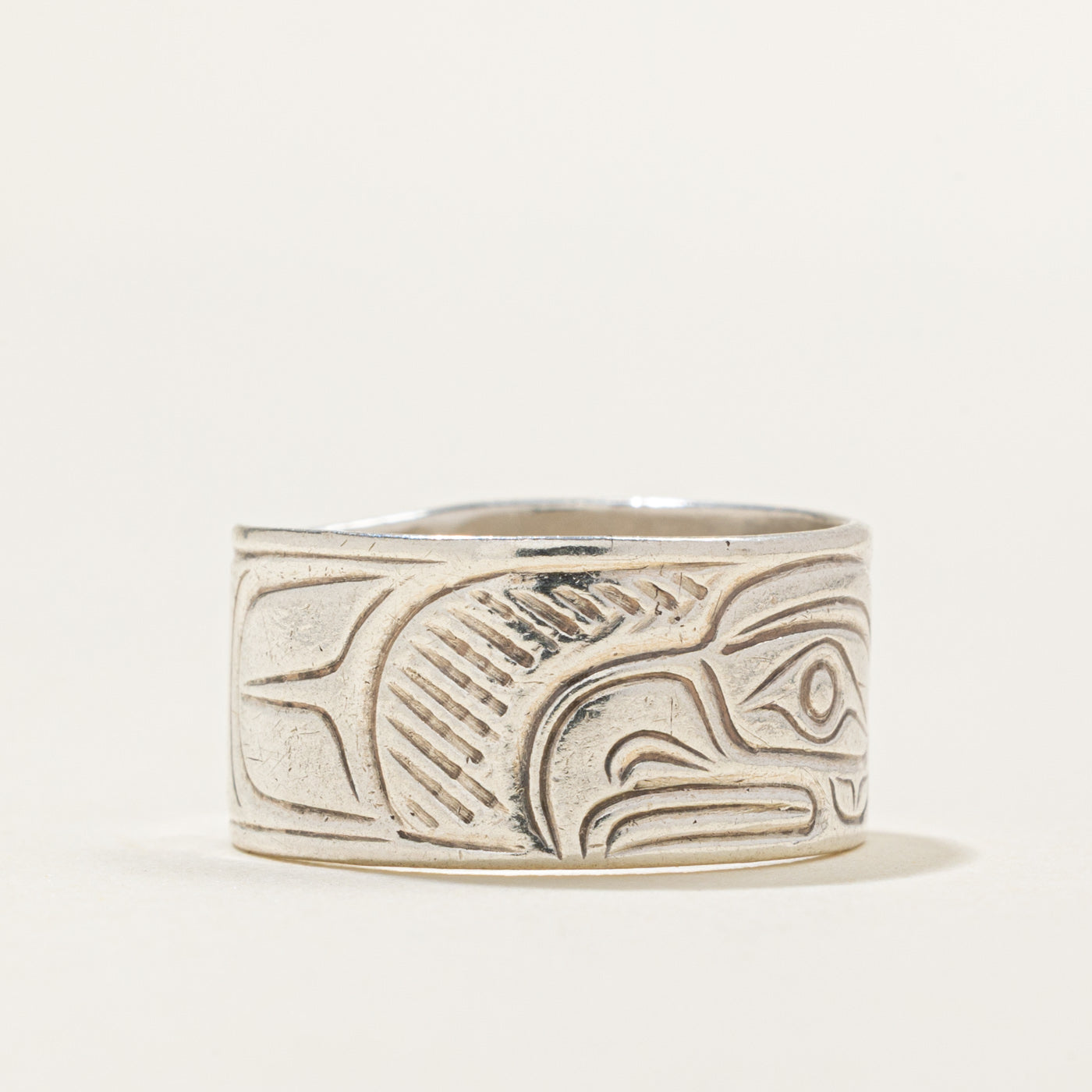 'Don Lancaster' Sterling Silver Indigenous Carved Eagle Ring | 8.95mm | SZ 5.25
