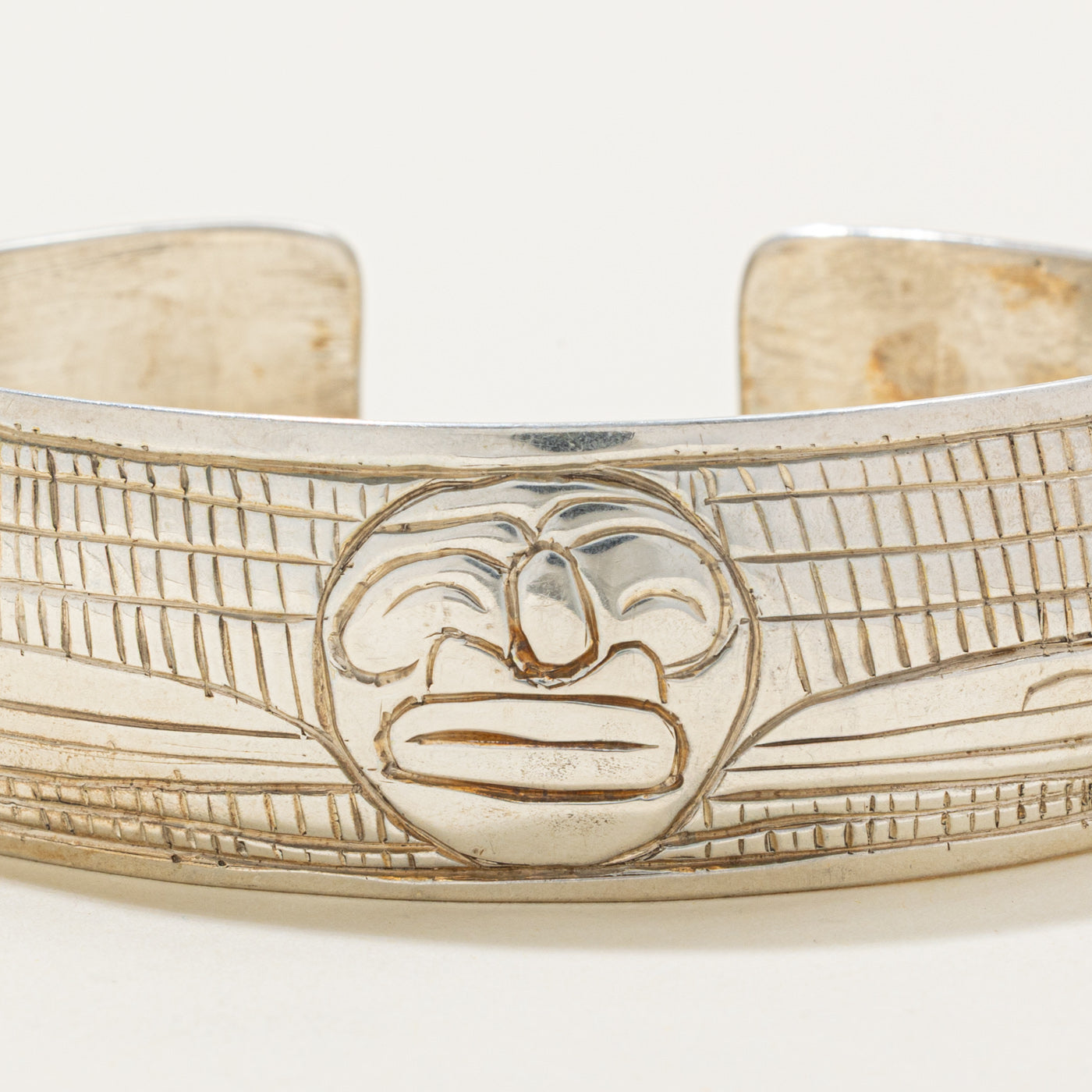 Sterling Silver Indigenous Carved Hummingbird Cuff | 6"