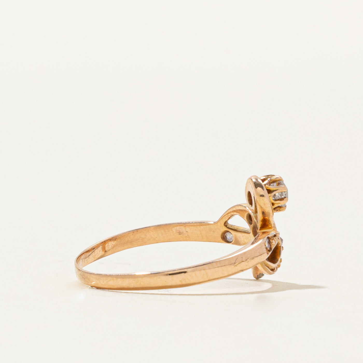 18k Old European & Rose Cut Diamond Swirl Ring | 0.12 ctw | SZ 6