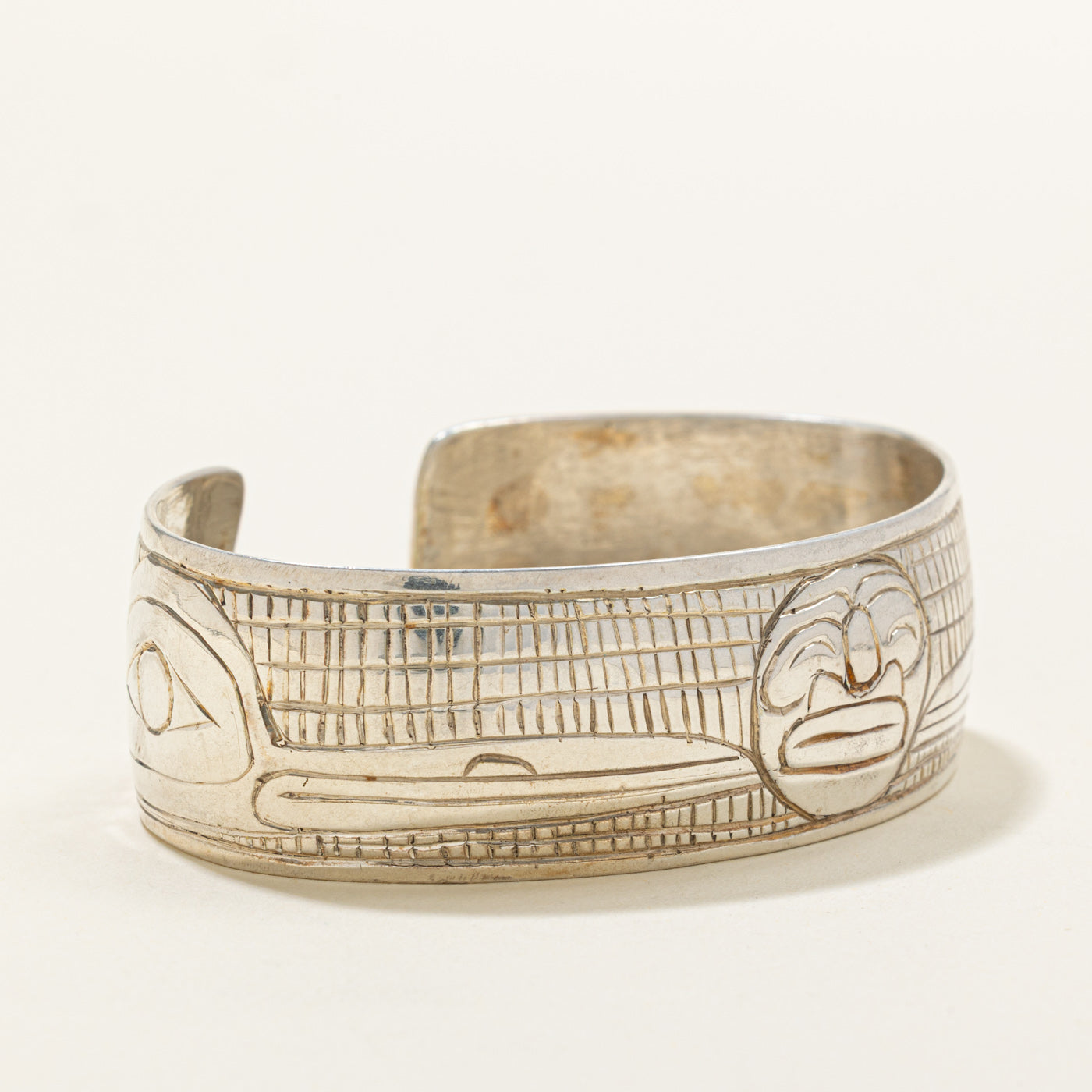 Sterling Silver Indigenous Carved Hummingbird Cuff | 6"