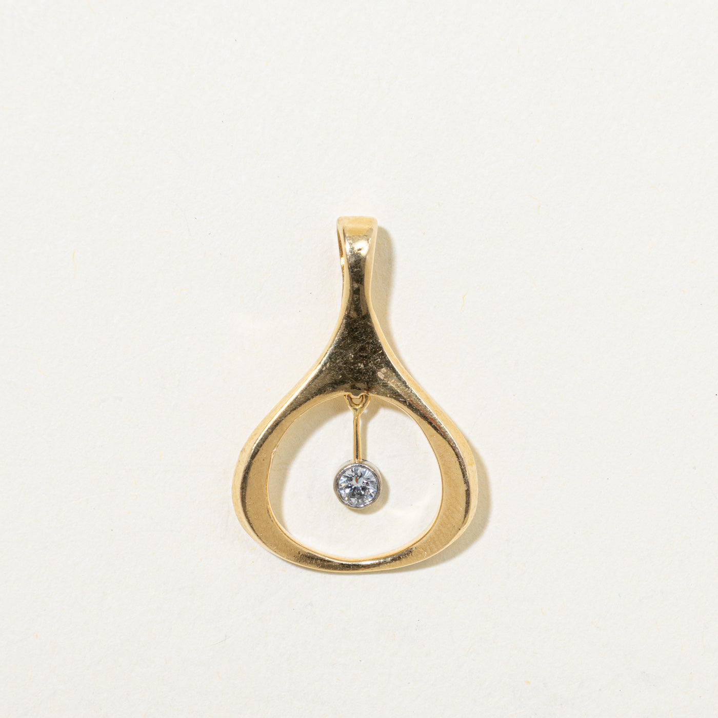 18k Dangling Diamond Teardrop Pendant | 0.10ctw