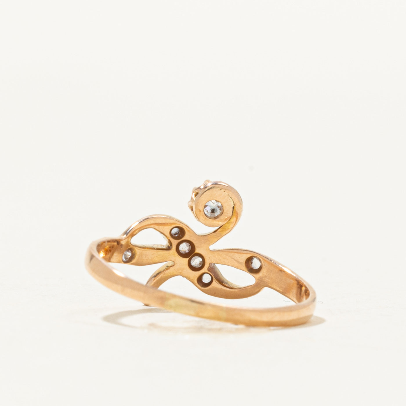 18k Old European & Rose Cut Diamond Swirl Ring | 0.12 ctw | SZ 6