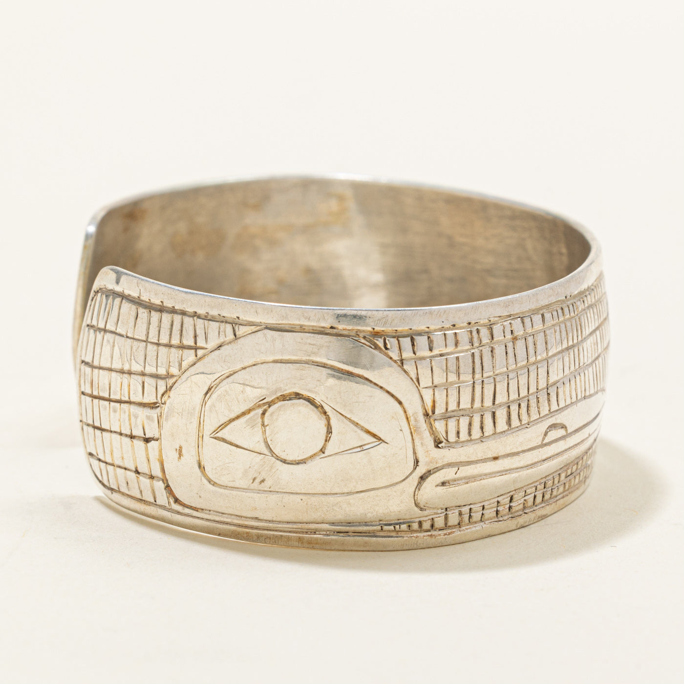 Sterling Silver Indigenous Carved Hummingbird Cuff | 6"