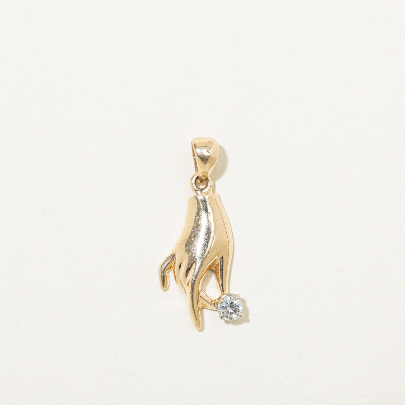 14k Diamond Hand Pendant | 0.16ctw