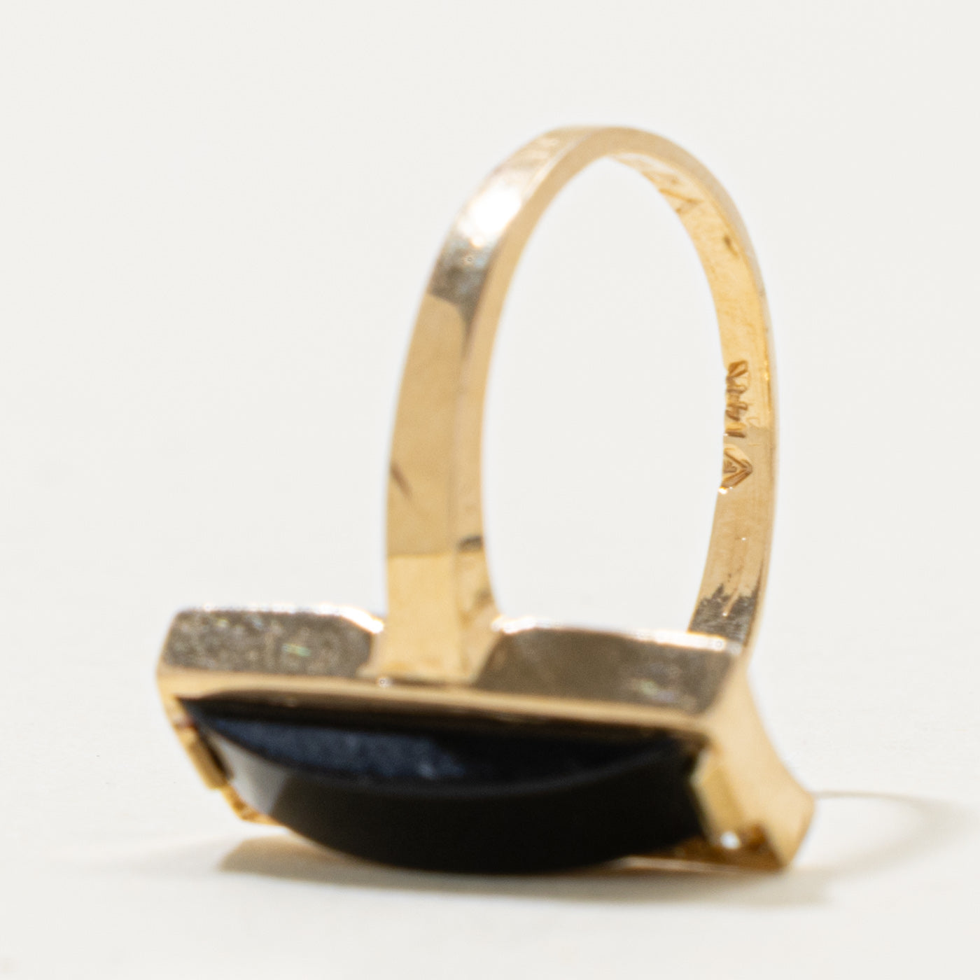 14k Onyx & Diamond Column Geometric Ring | 1.00ct, 0.03ctw | SZ 7