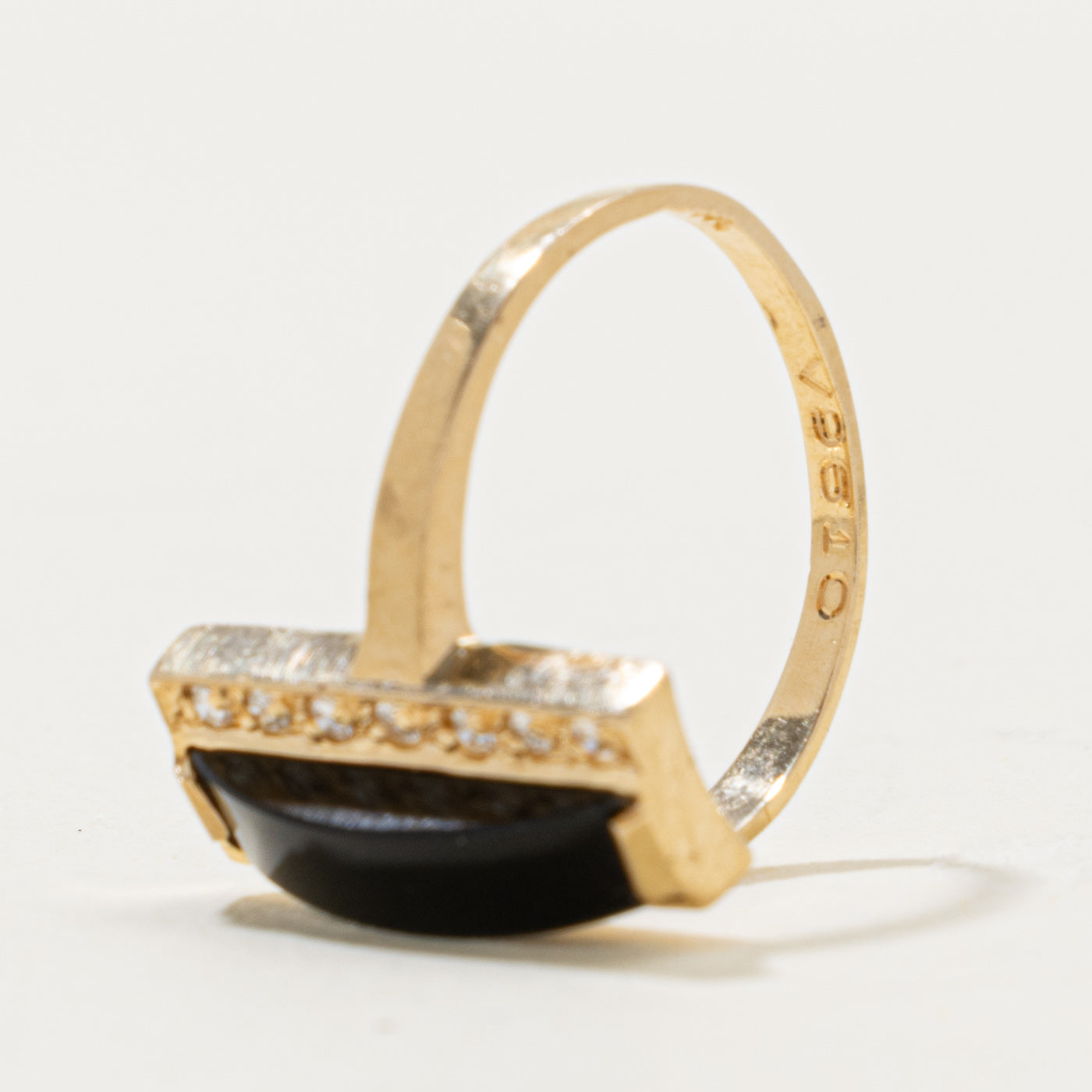 14k Onyx & Diamond Column Geometric Ring | 1.00ct, 0.03ctw | SZ 7