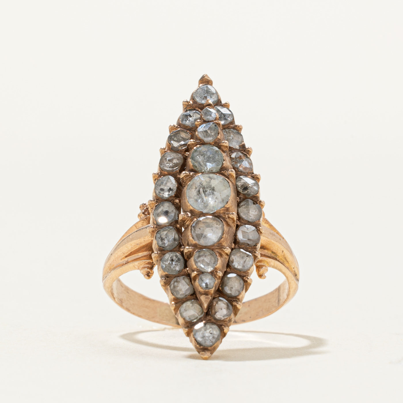 Rose Cut Diamond Navette Ring | 0.95 ctw | SZ 7.75