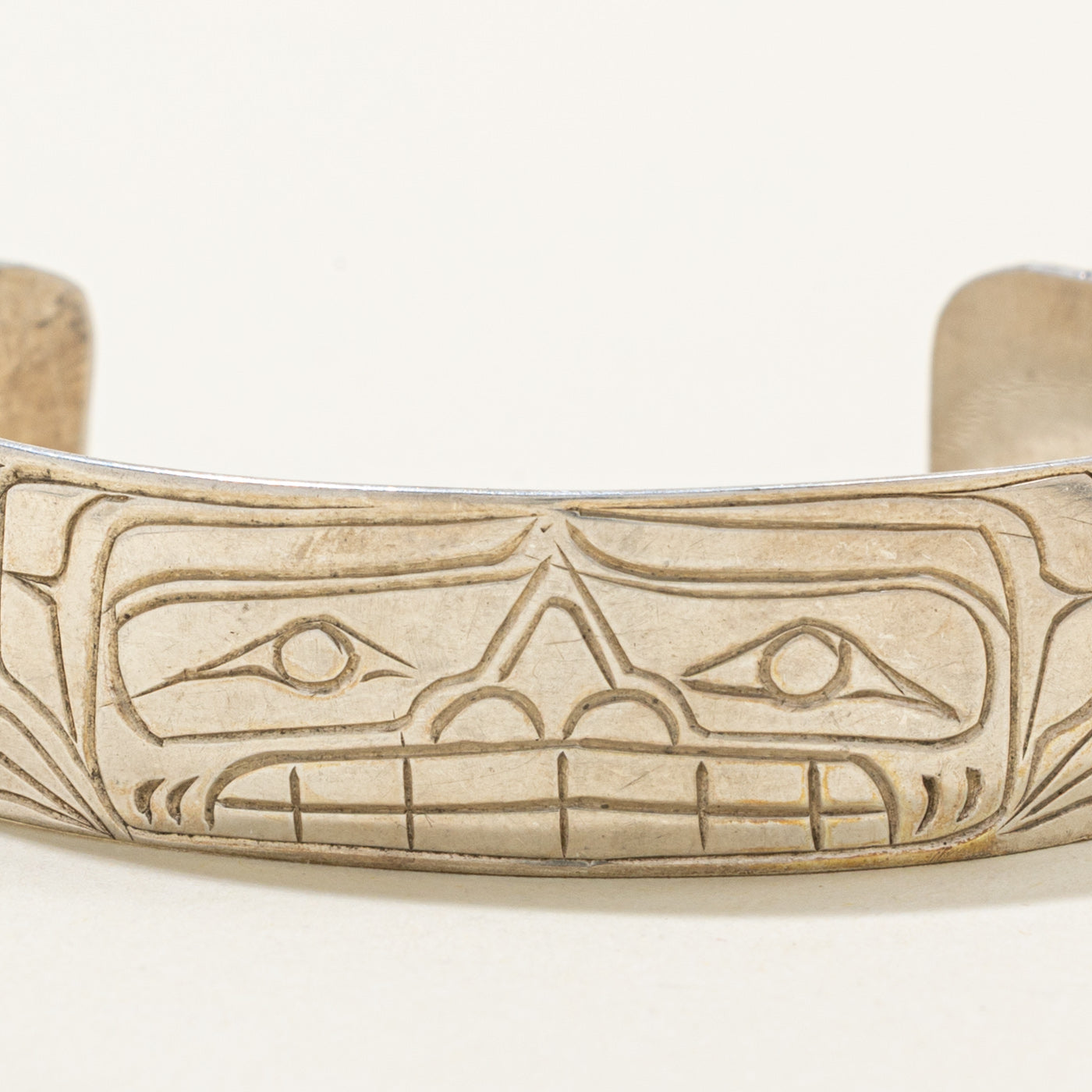 Sterling Silver Indigenous Carved Orca Cuff | 4.5"