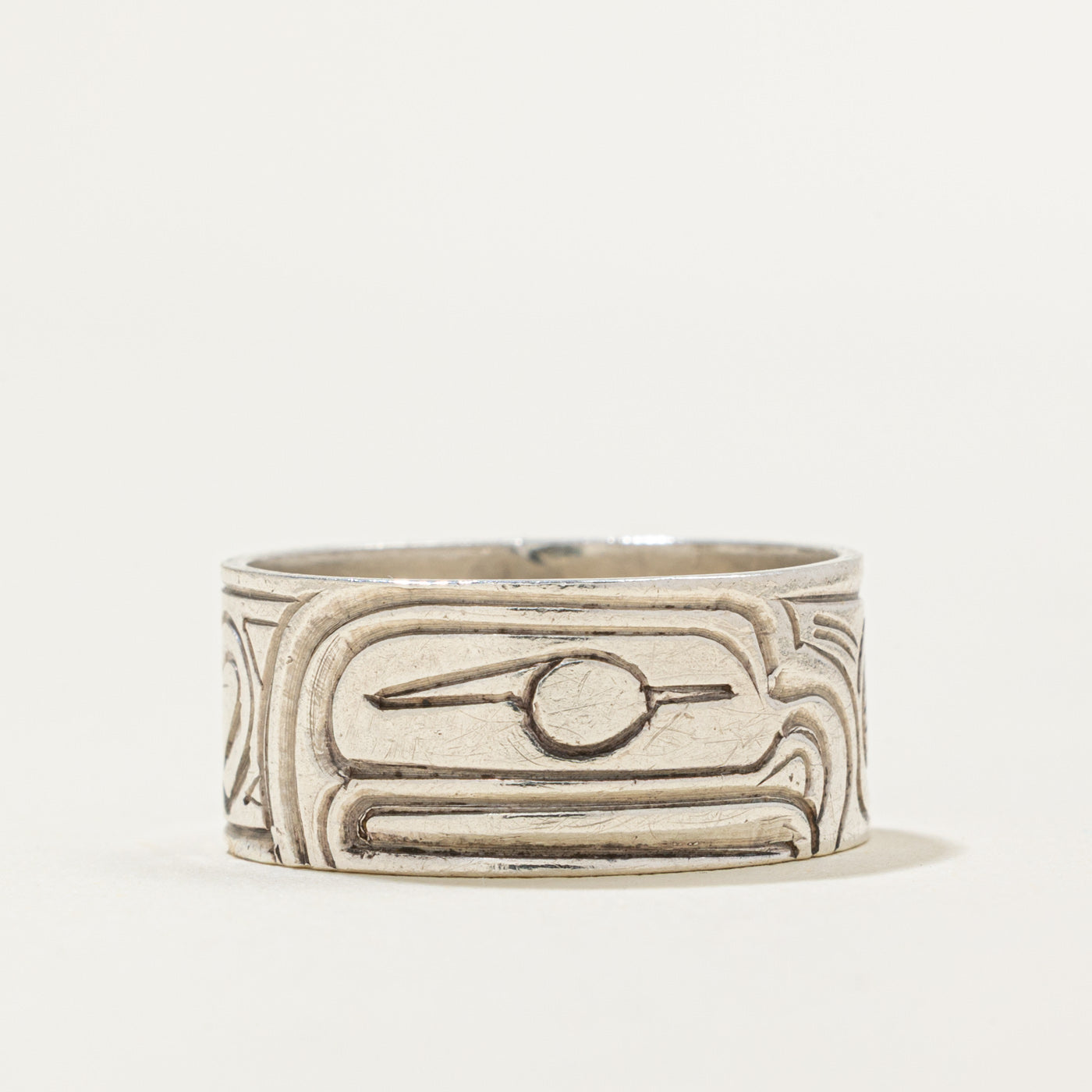 Sterling Silver Indigenous Carved Bird Ring | 8.6mm | SZ 6.75