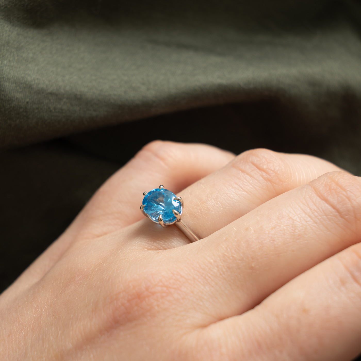 '100 Ways' 14k White Gold East West Claw Set Topaz Ring | 2.13ct | SZ 7