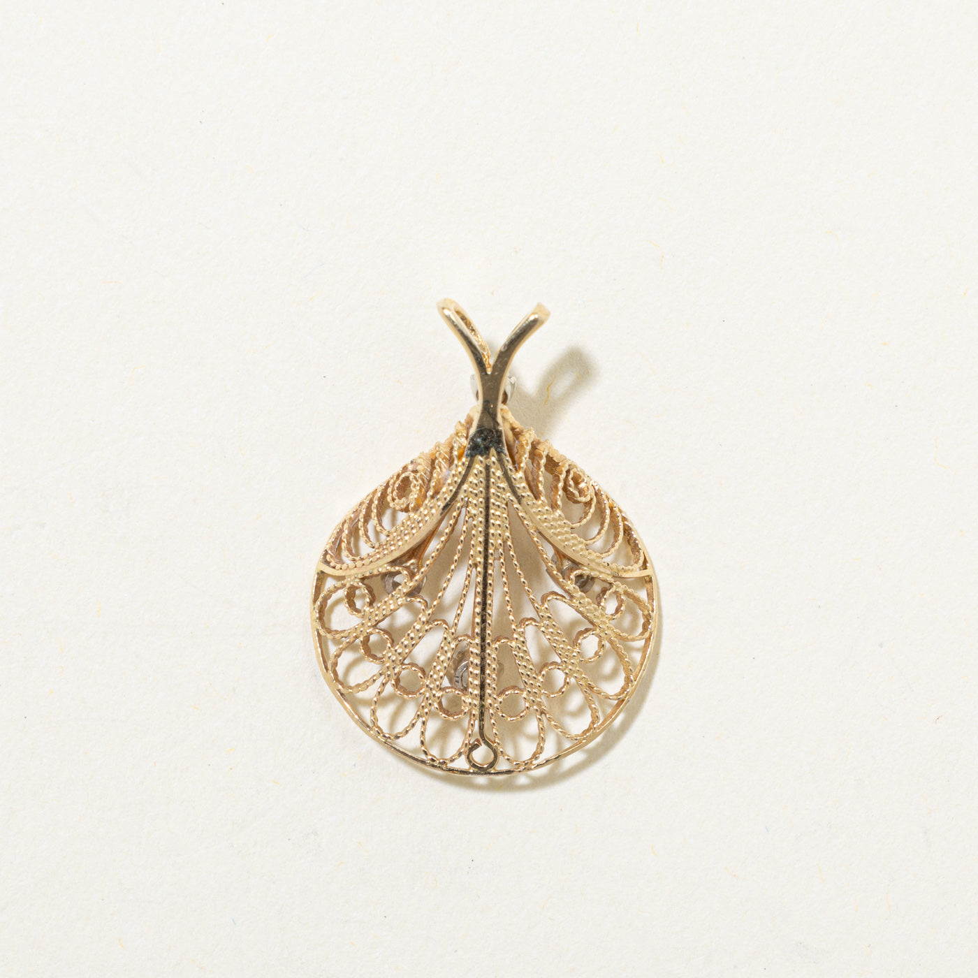 14k Diamond Filigree Pendant | 0.09ctw
