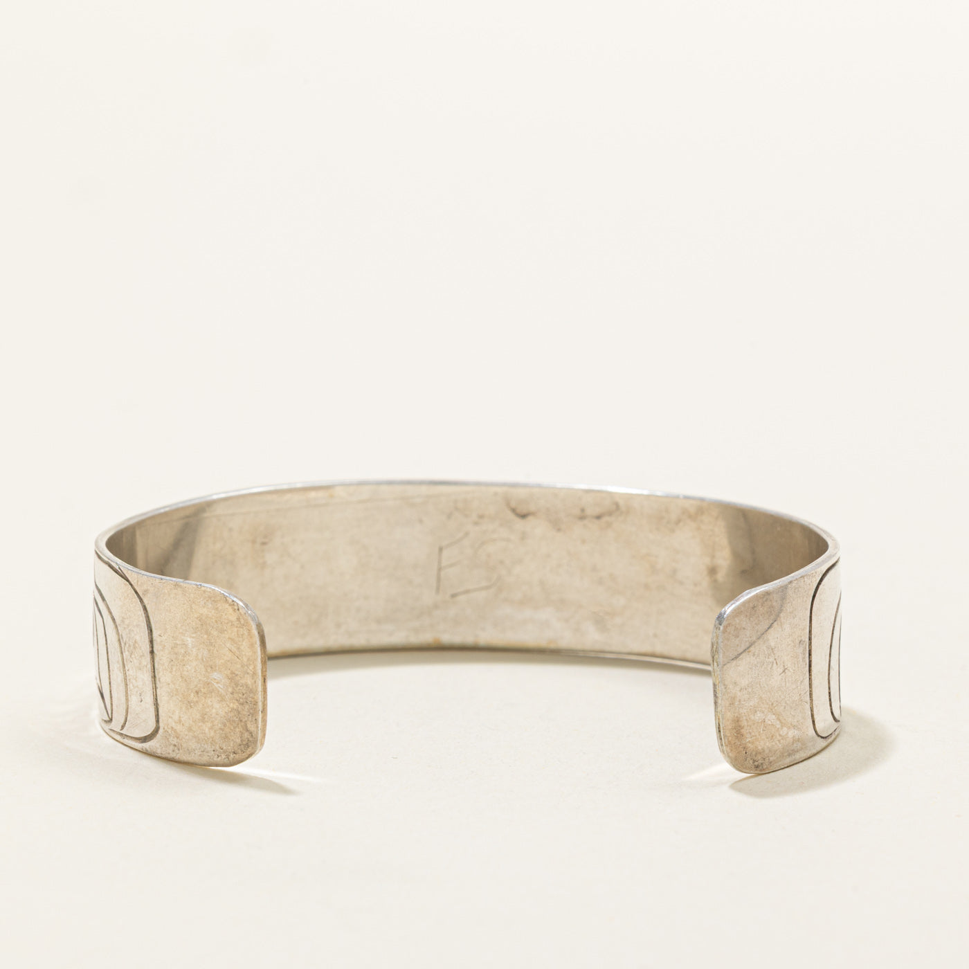 Sterling Silver Indigenous Carved Orca Cuff | 4.5"