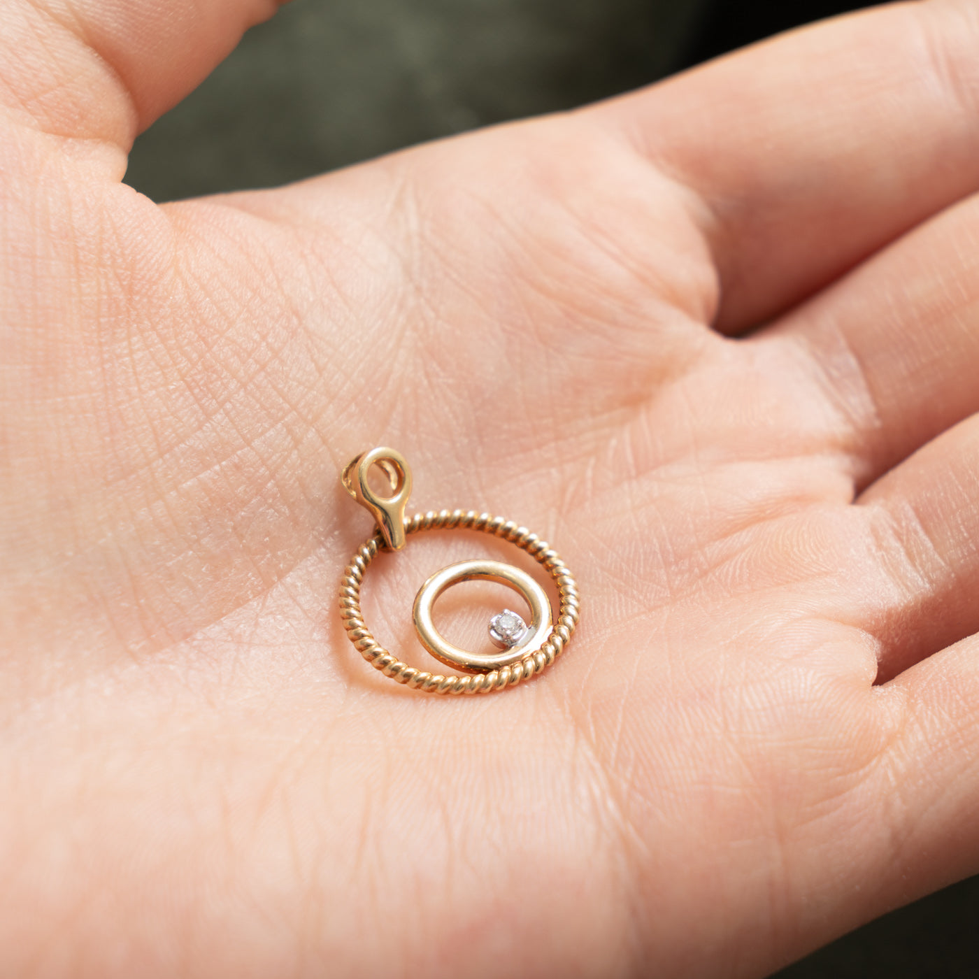 10k Diamond Layered Circles Pendant | 0.02ctw