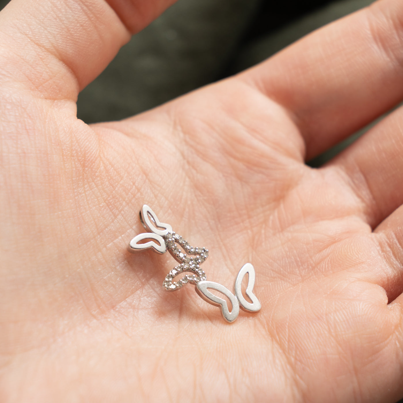 10k Diamond Butterfly Drop Pendant | 0.05ctw