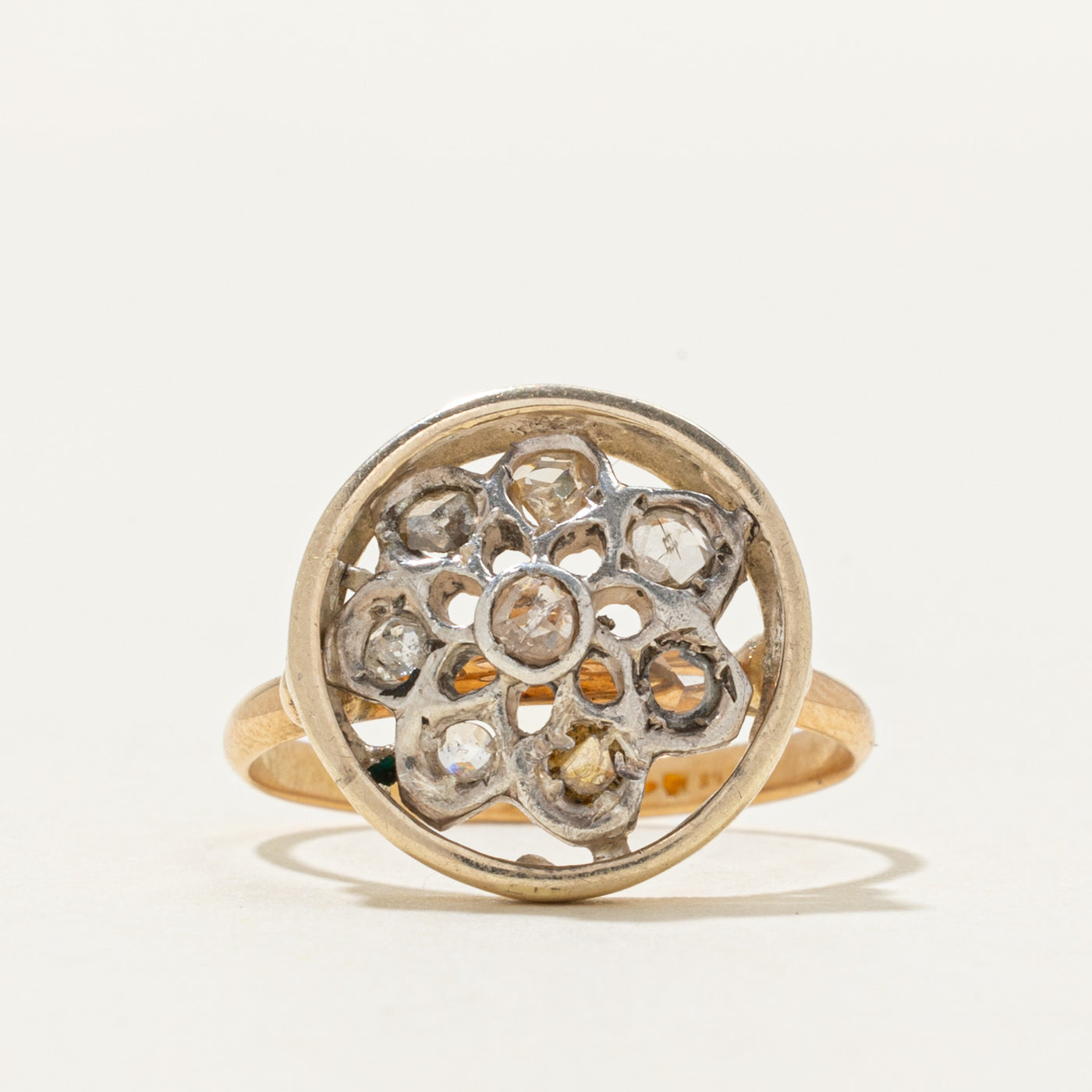 Italian Rose Cut Diamond Circular Openwork Ring | 0.05 ctw | SZ 6