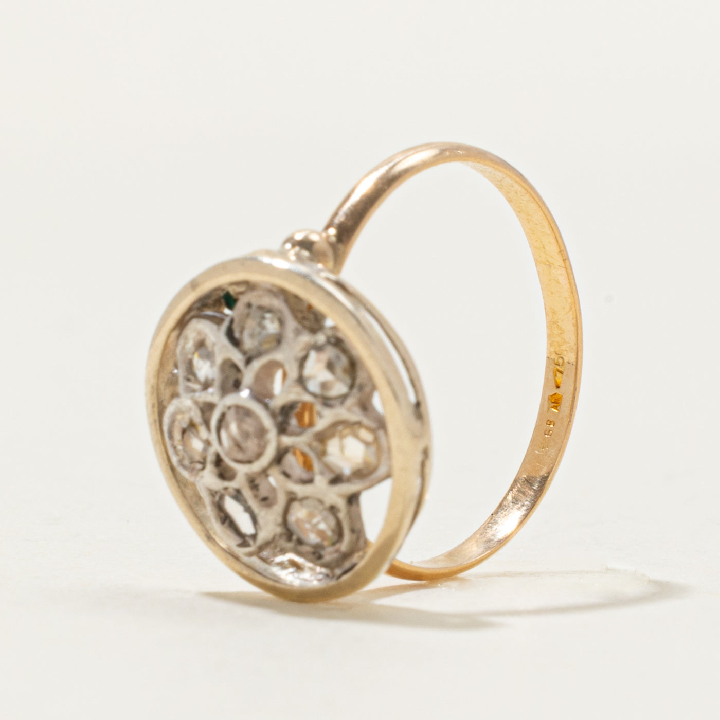 Italian Rose Cut Diamond Circular Openwork Ring | 0.05 ctw | SZ 6