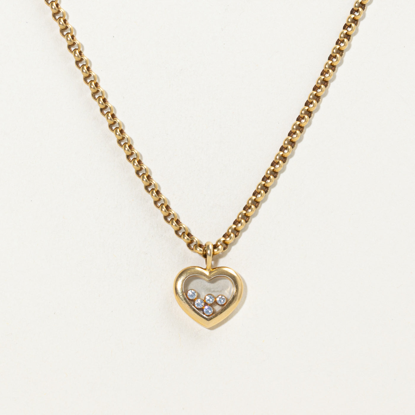 'Chopard' 18k Happy Icons Heart Pendant Necklace | 0.28ctw | 17"