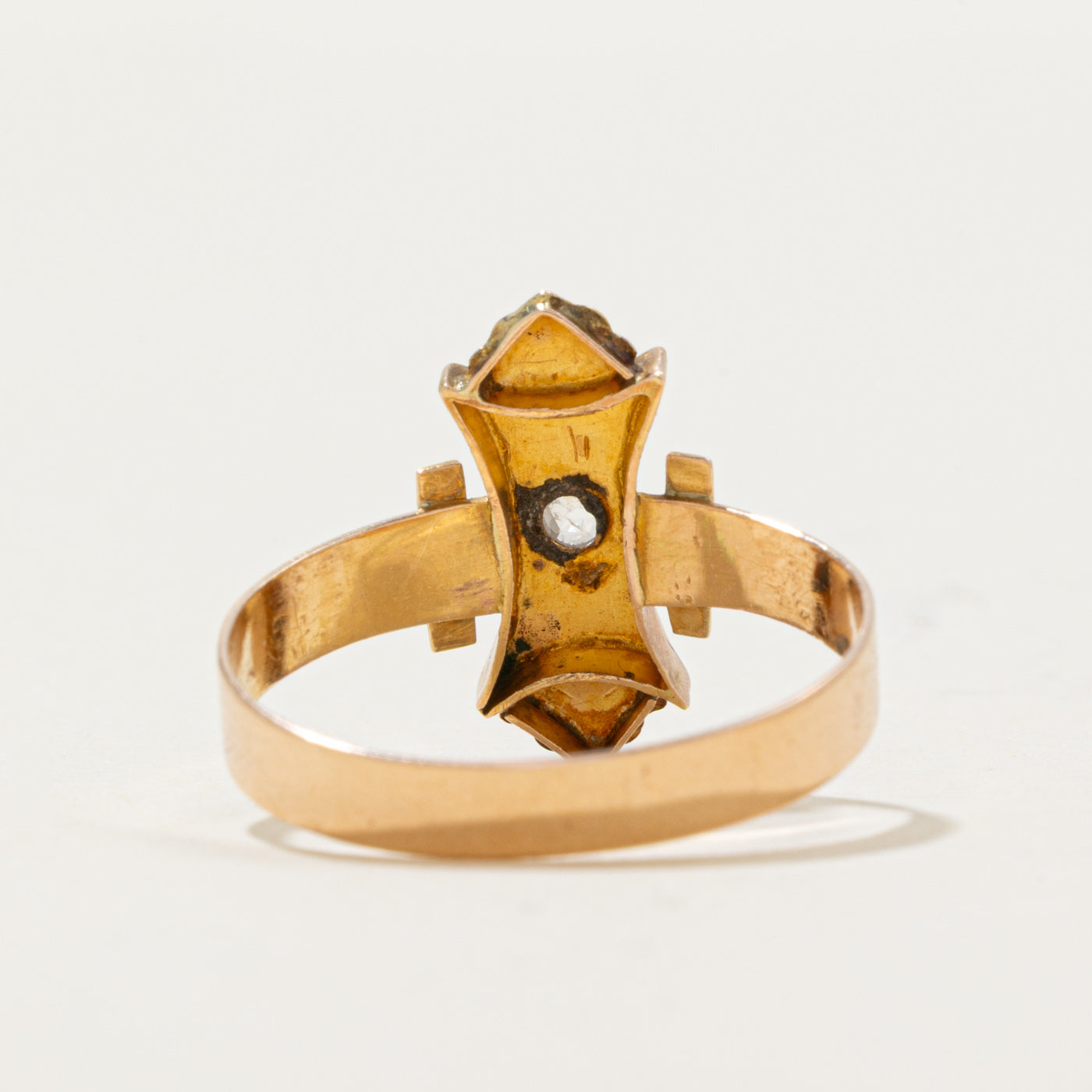 18k Rose Cut Diamond Lantern Ring | 0.02ct | SZ 8