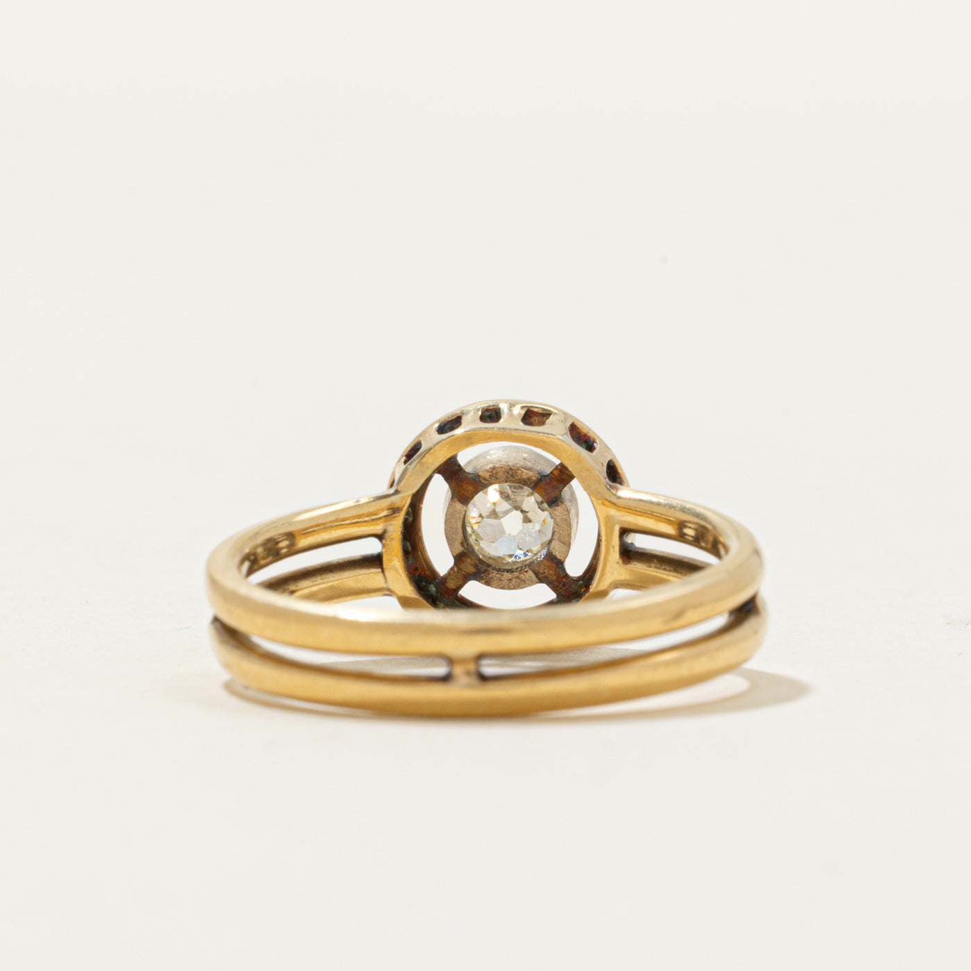 Antique Old Mine Cut Diamond Circular Split Shank Ring | 0.28 ct  | SZ 7.5