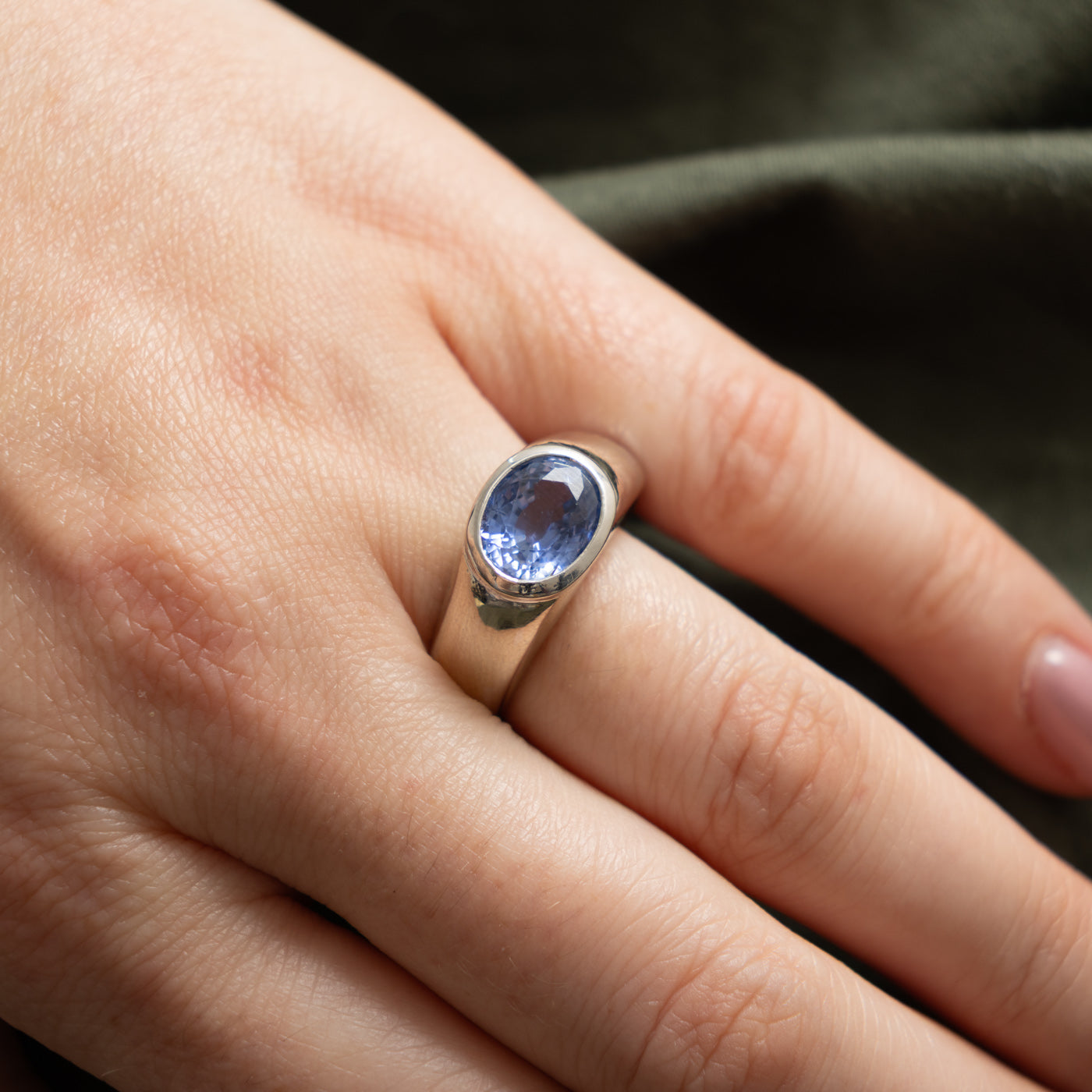 Bezel Set East West Unheated Sapphire Ring | 3.30ct | SZ 8.25