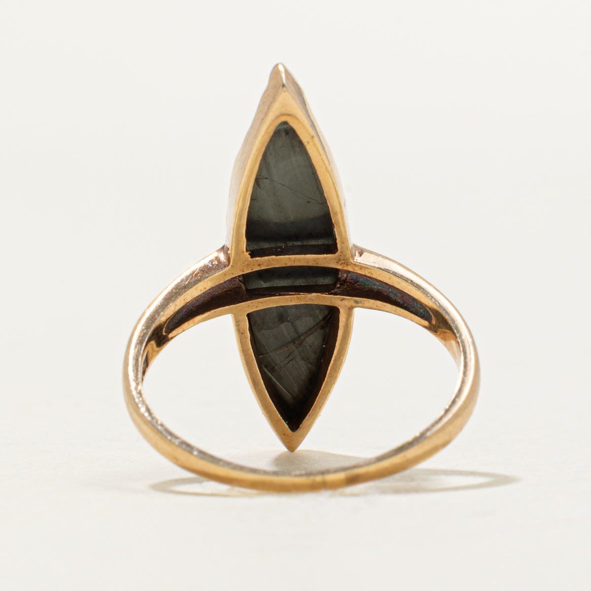 10k Marquise Cut Hematite Navette Ring | 6.00ct | SZ 7.75