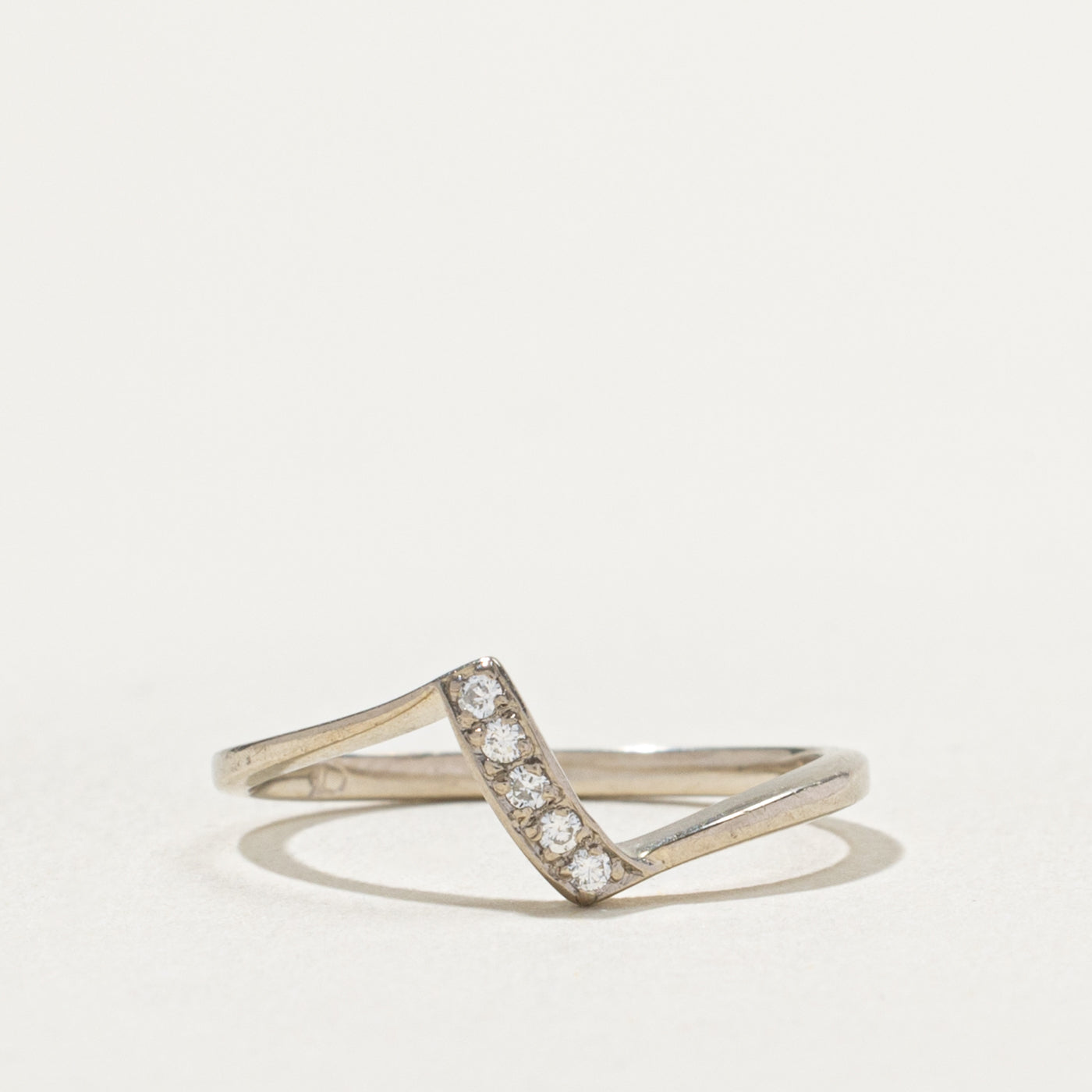 14k Diagonal Diamond Bypass Ring | SZ 5.75