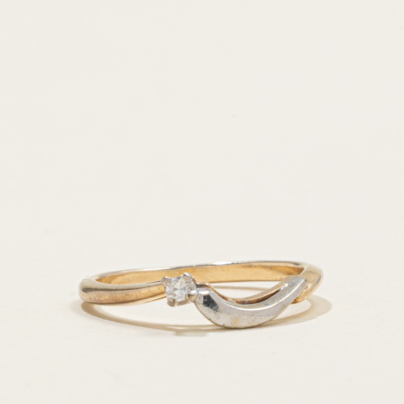 Vintage Canadian 14k Diamond Contour Ring | SZ 6