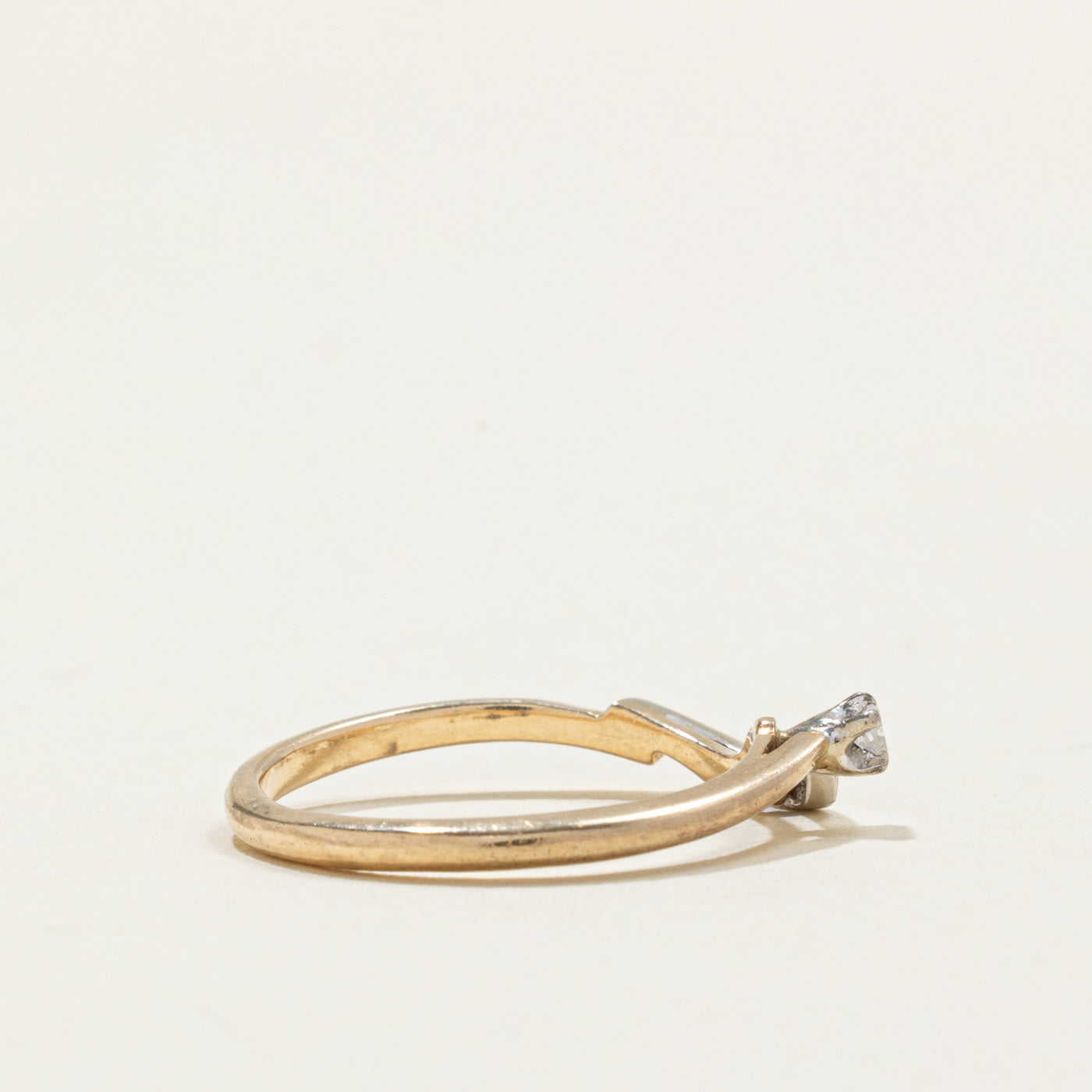 Vintage Canadian 14k Diamond Contour Ring | SZ 6