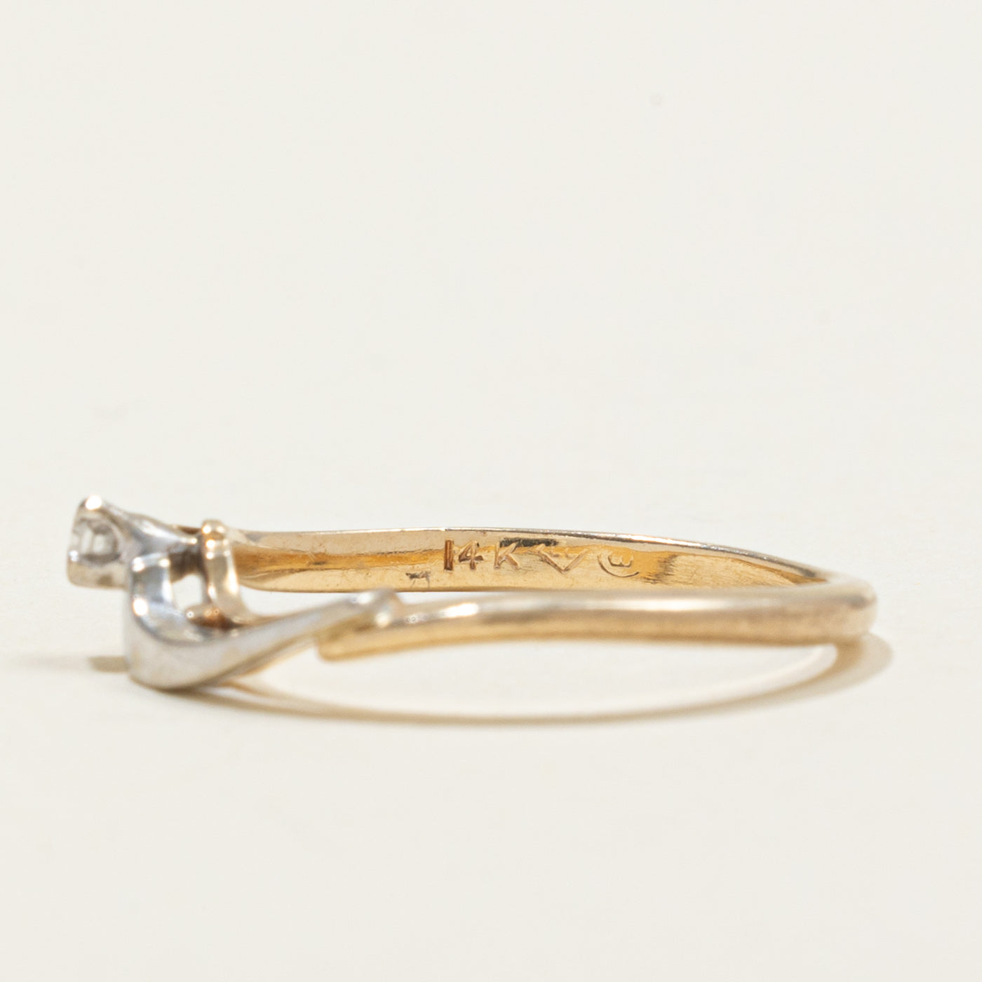 Vintage Canadian 14k Diamond Contour Ring | SZ 6