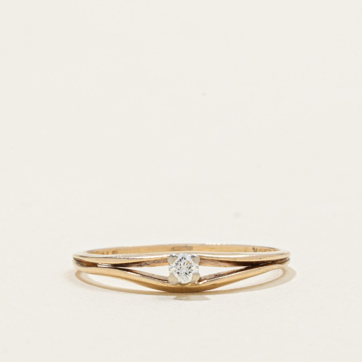 ‘Birks’ 10k Diamond Open Shank Ring | SZ 6