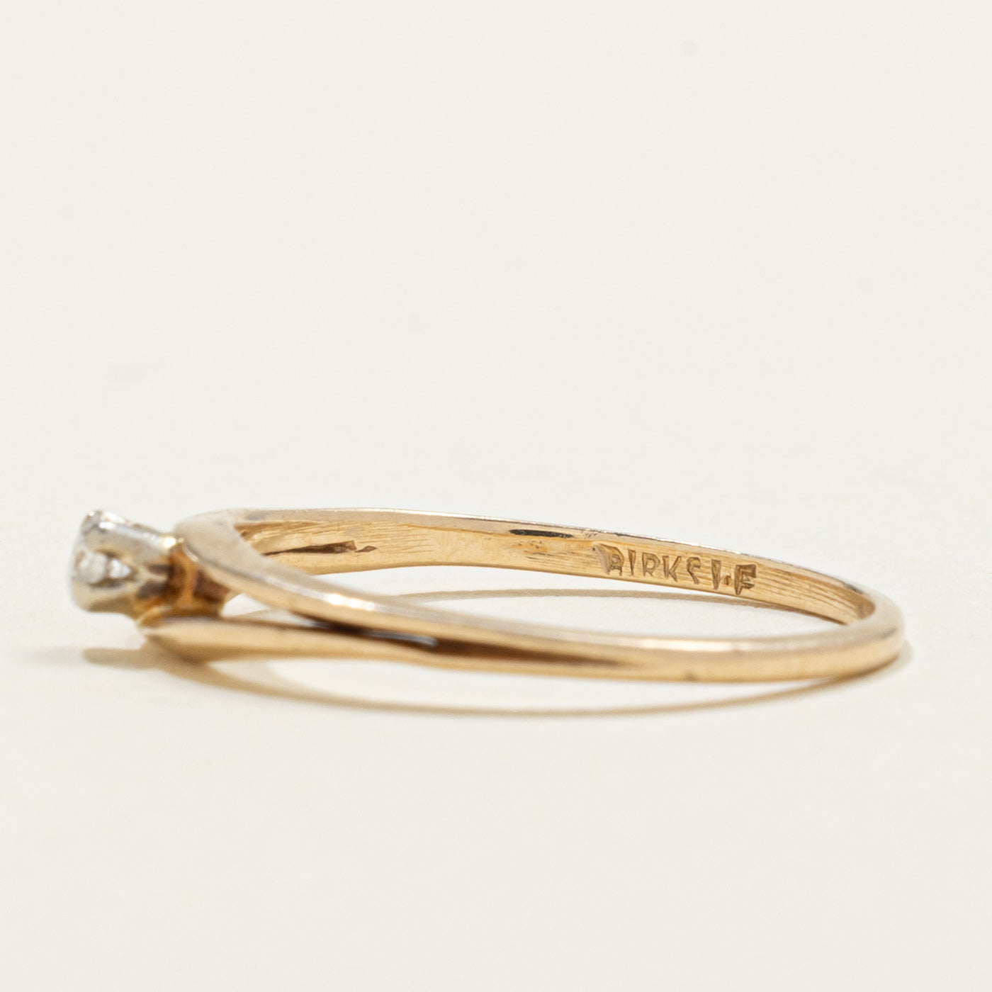 ‘Birks’ 10k Diamond Open Shank Ring | SZ 6