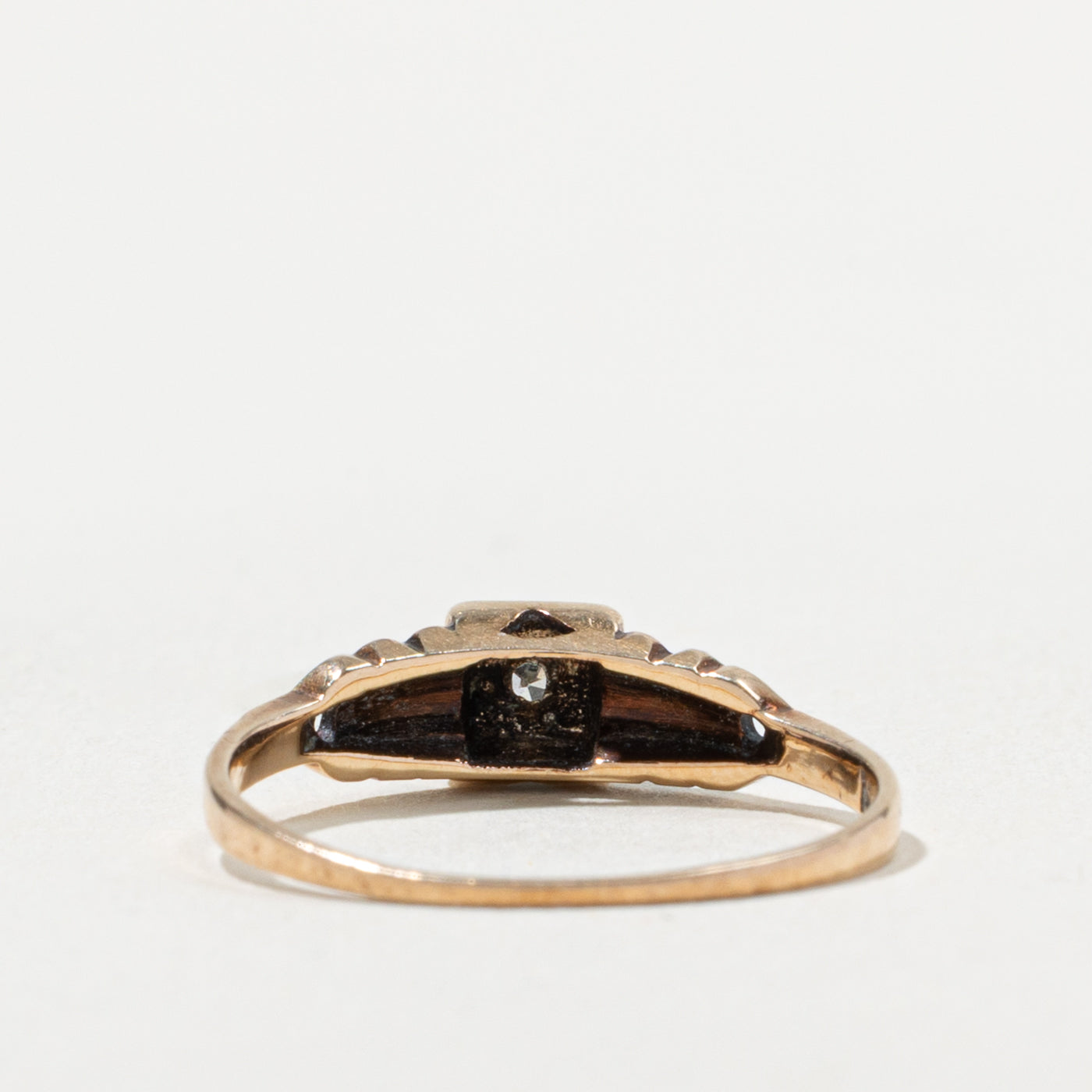 Vintage Canadian 10k Diamond Textured Ring | SZ 6.75