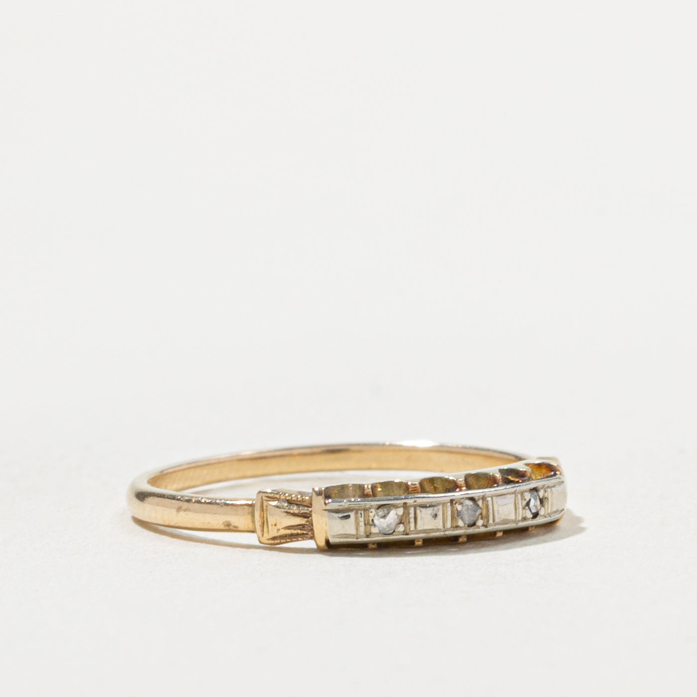 Vintage Canadian 14k Rose Cut Diamond Textured Band | SZ 5.75