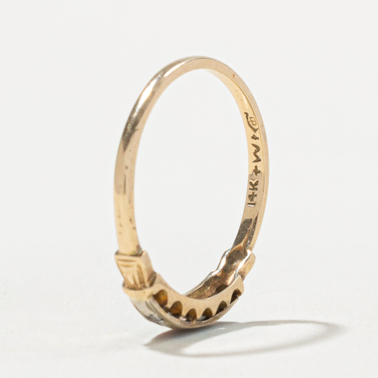 Vintage Canadian 14k Rose Cut Diamond Textured Band | SZ 5.75