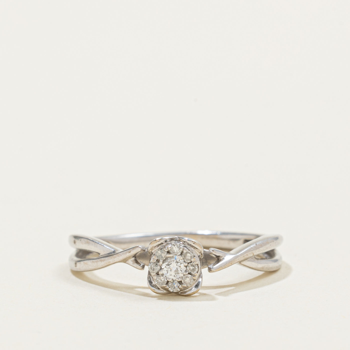 10k Diamond Cluster Crossover Ring | SZ 5.25