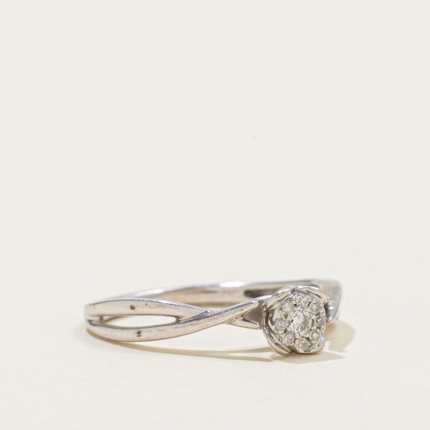 10k Diamond Cluster Crossover Ring | SZ 5.25