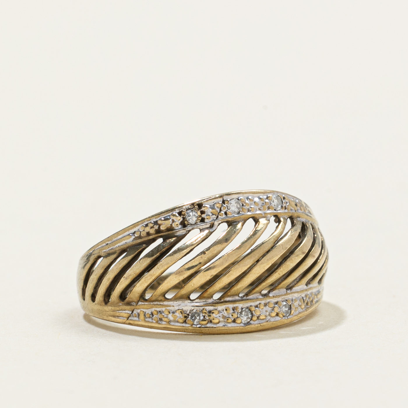 10k Diamond Openwork Dome Ring | SZ 3.5